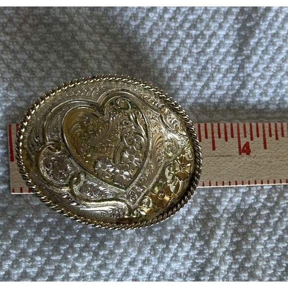 Vintage Montana Silversmiths Floral Heart Flowers Belt Buckle Girls Teen Cowgirl main image 9